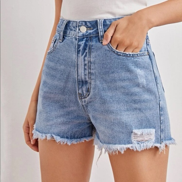 SHEIN Pants - 🌟5 for $20🌟 NWOT Denim Cutoff Shorts with Distressed  detail & high waist